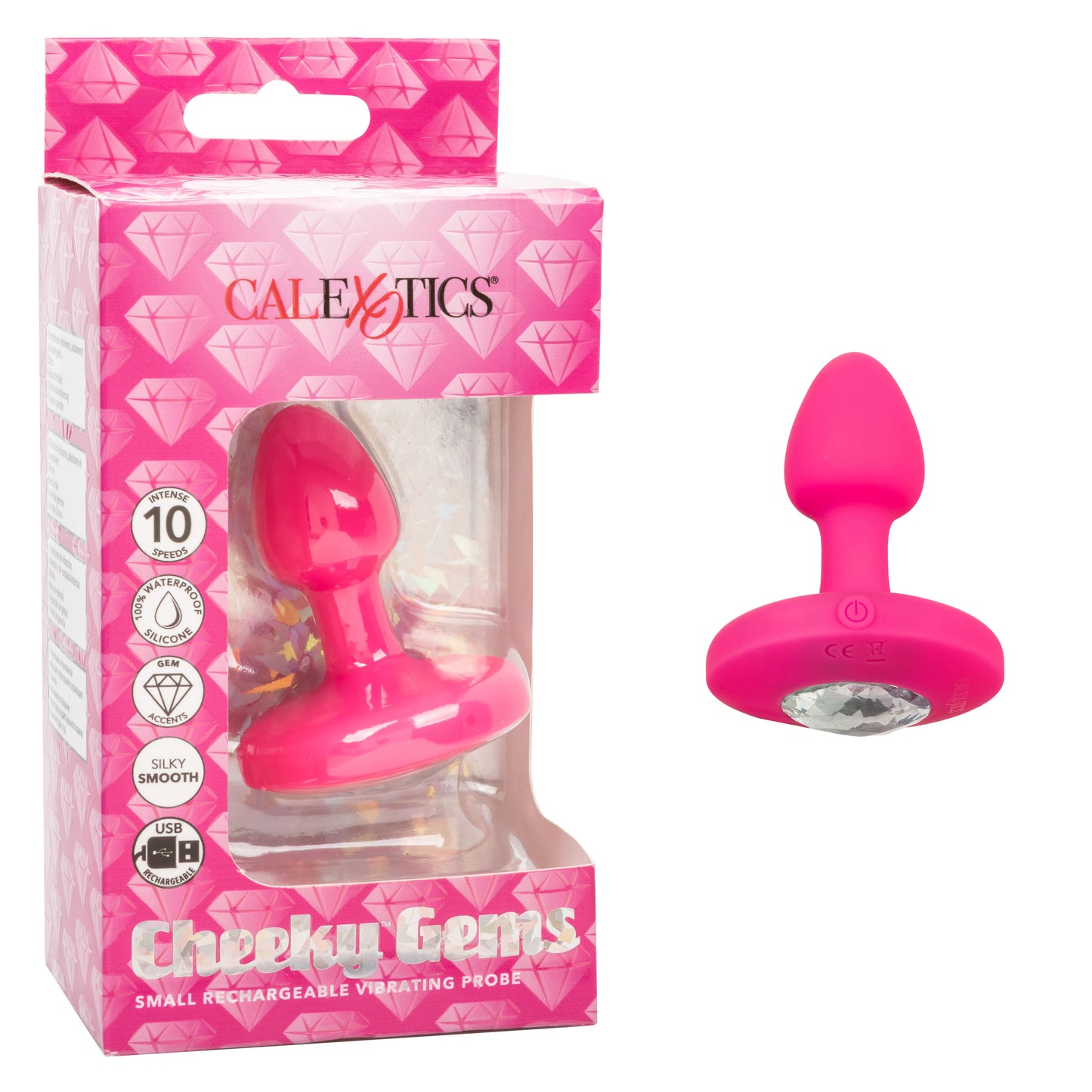 Cheeky Gems - Small Rechargeable Vibrating Probe - Vibrating Probe - Pink SE0443053