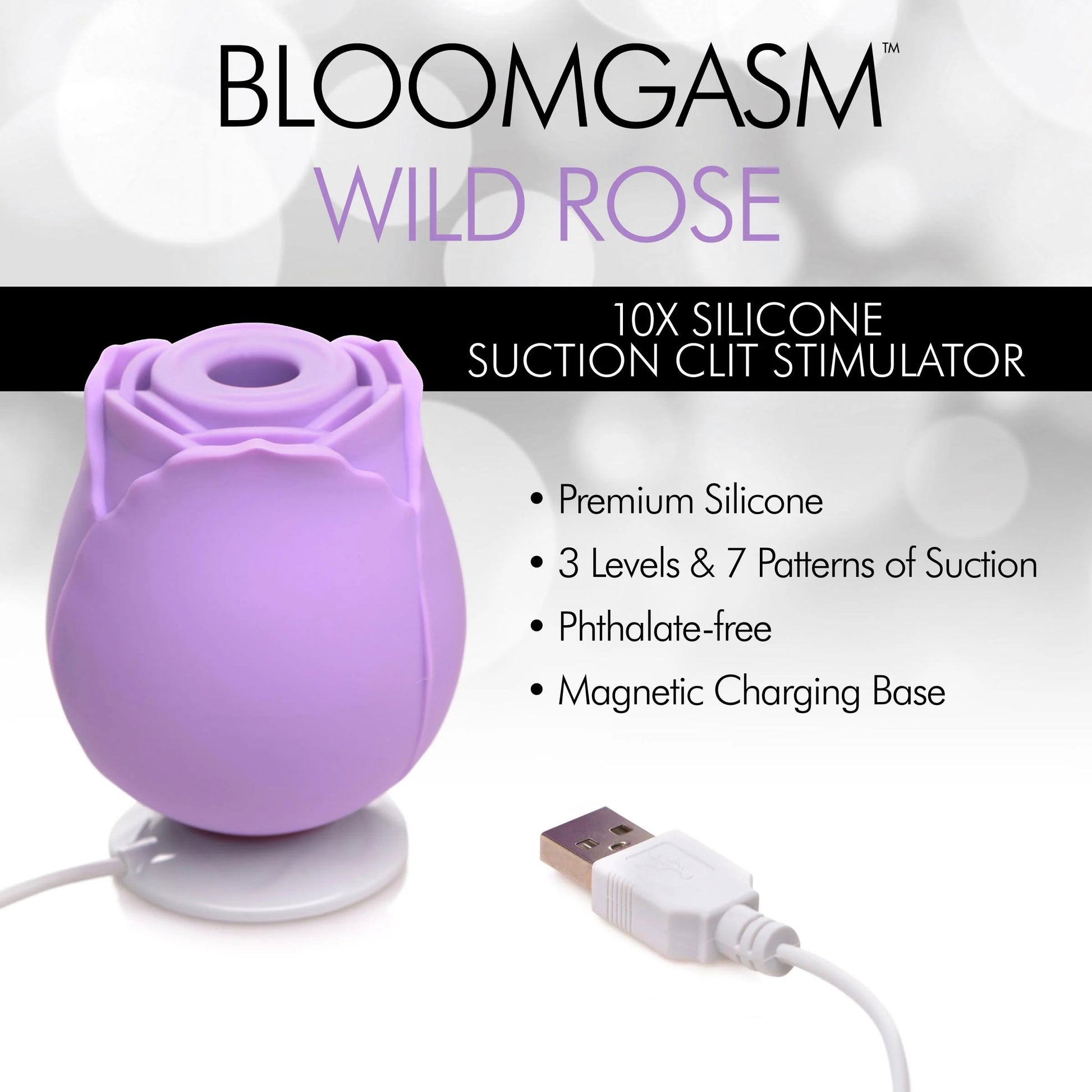 Bloomgasm Wild Rose 10x Suction Clit Stimulator -  Purple INM-AG871