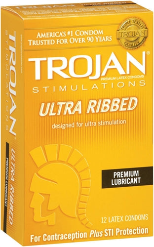 Trojan Stimulations Ulta Ribbed - 12 Pack TJ94752