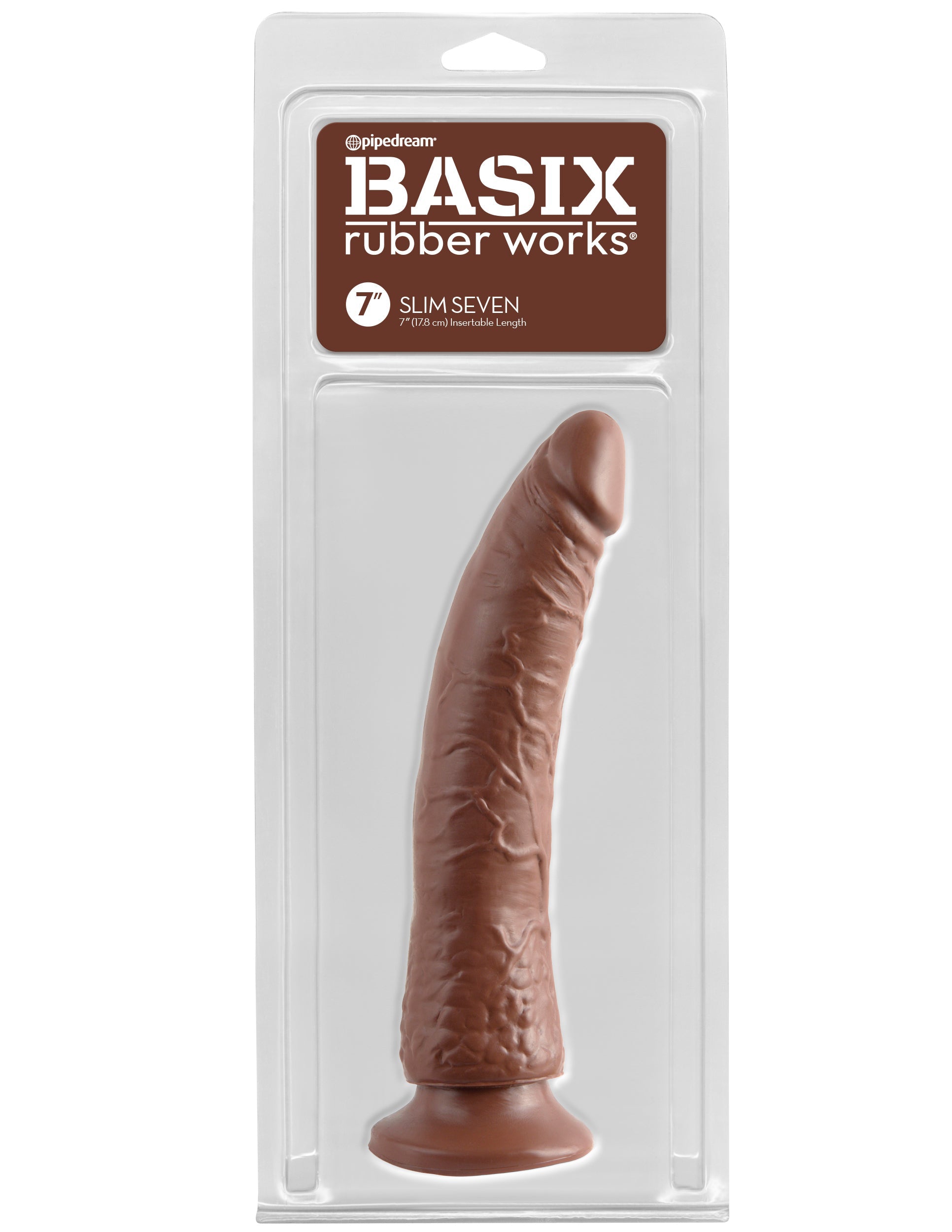 Basix Rubber Works - Slim 7 Inch With Suction Cup - Brown PD4223-29