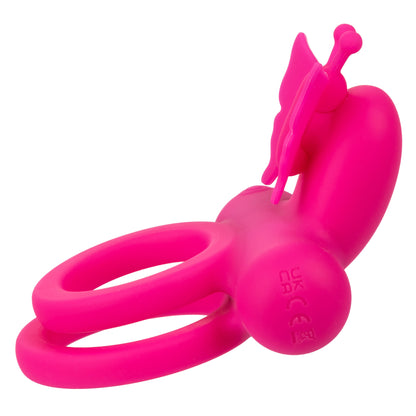 Silicone Rechargeable Dual Butterfly Ring - Pink SE1843353