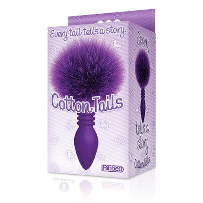 The 9's Cottontails Silicone Bunny Tail Butt Plug  - Ribbed Purple IC2687