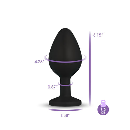 Gemma Pink Gem Black Silicone Plug - Medium
