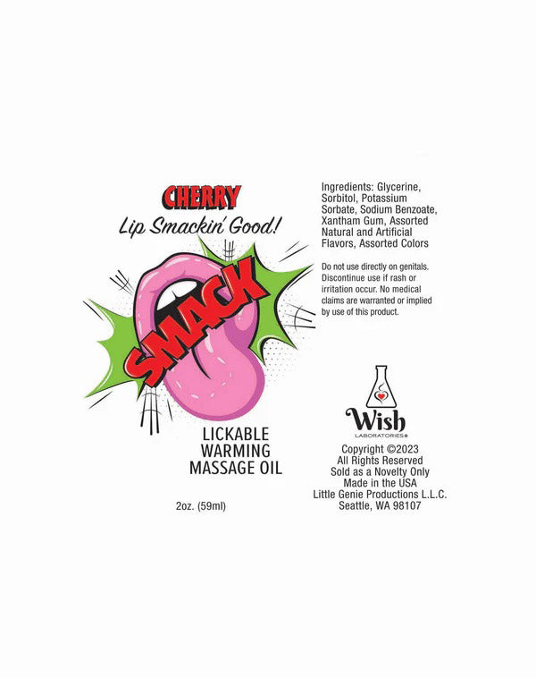Smack Lickable Massage Oil, 3ml Pouch Display 36pc - Cherry