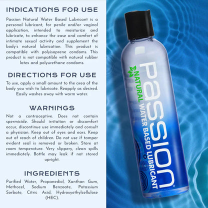 Passion Natural Water Based Lubricant 8 Oz