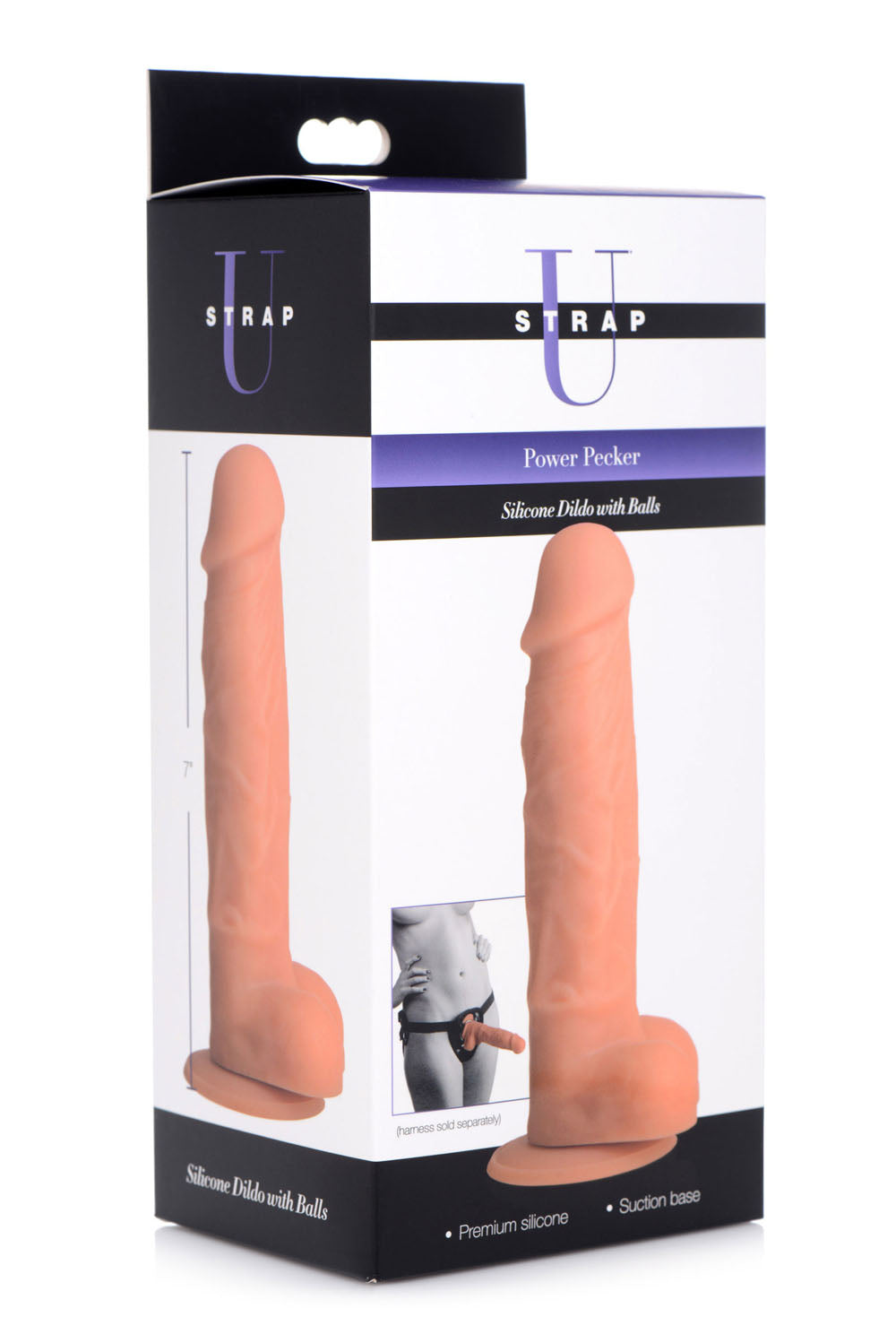 Power Pecker 7 Inch Silicone Dildo With Balls - Flesh SU-AG371FLSH