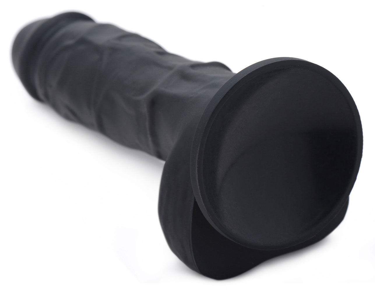 Power Pecker 7 Inch Silicone Dildo With Balls - Black SU-AG371BLK