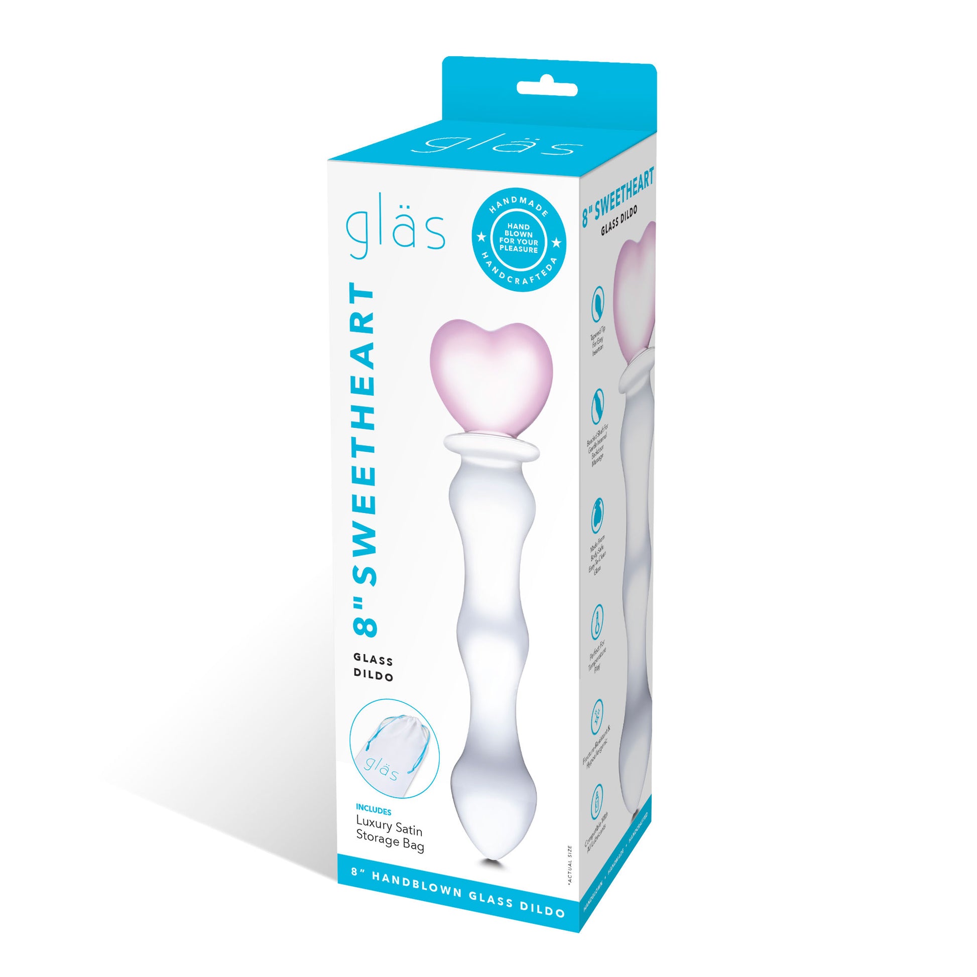 8 Inch Sweetheart Glass Dildo - Pink/clear GLAS-161