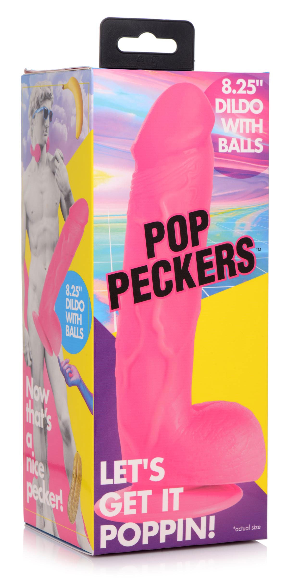 Pop Pecker 8.25 Inch Dildo With Balls - Pink POPP-AG768-PNK