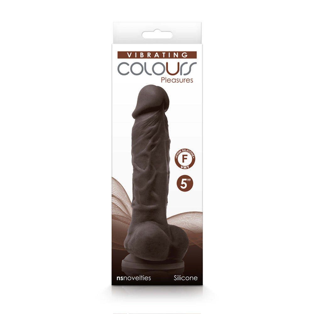 Colours - Pleasures - Vibrating - 5 Inch Dildo -  Dark Brown NSN-0402-29