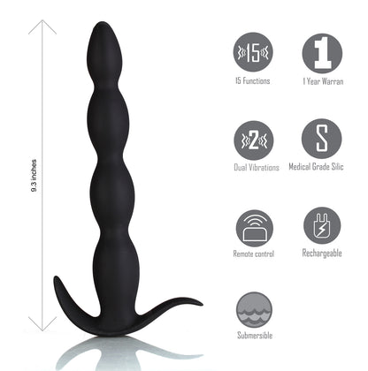 Mason Remote Control Silicone Butt Plug - Black MTMA109