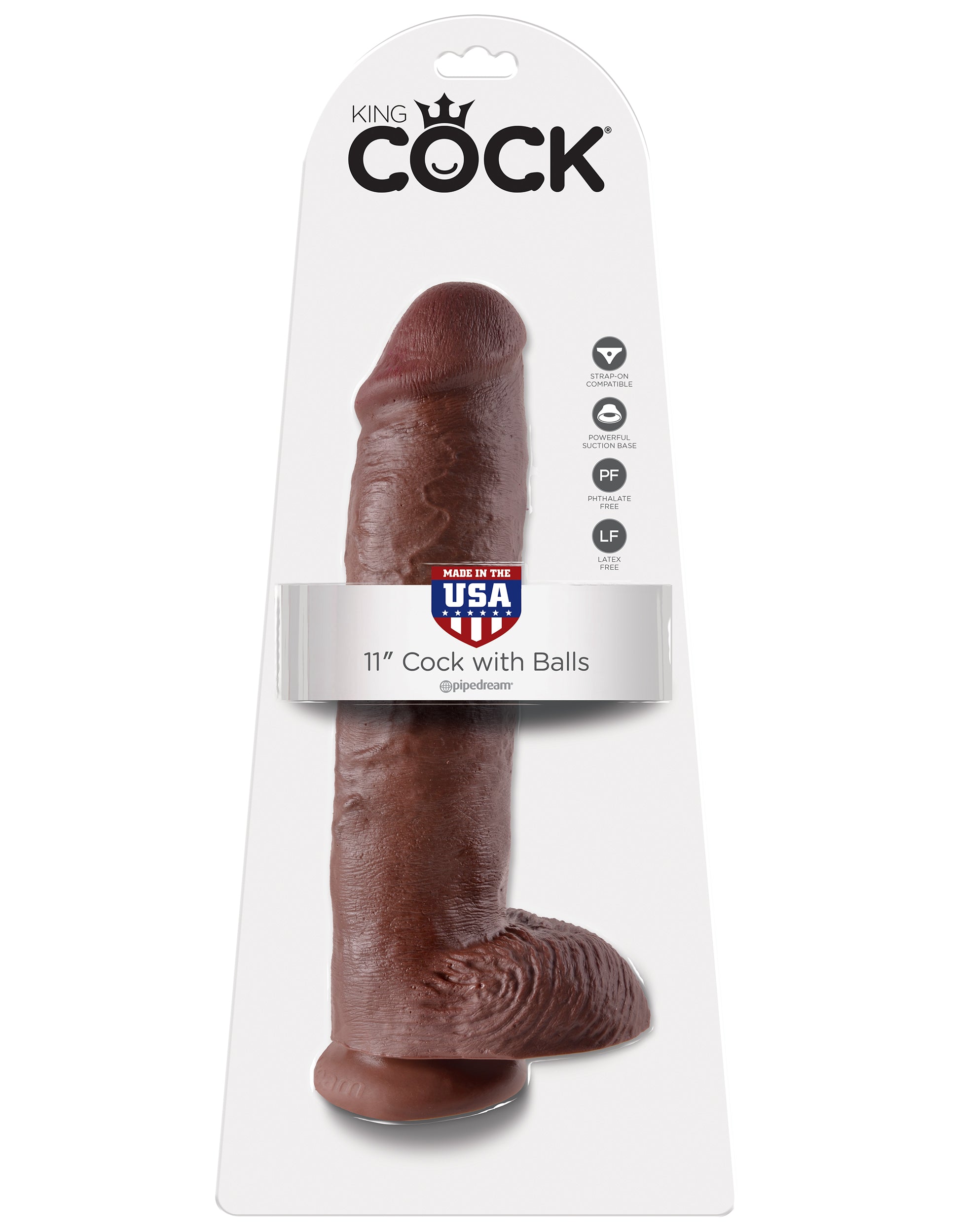 King Cock 11 Inch Cock With Balls  - Brown PD5510-29