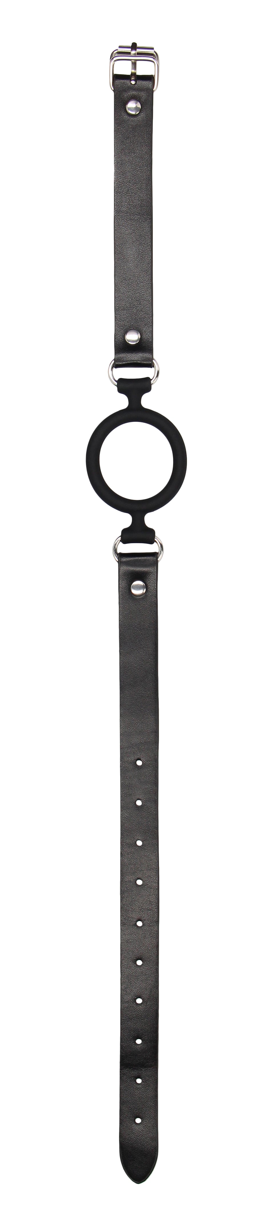 Silicone Ring Gag With Adjustable Bonded Leather  Staps - Black OU-OU679BLK