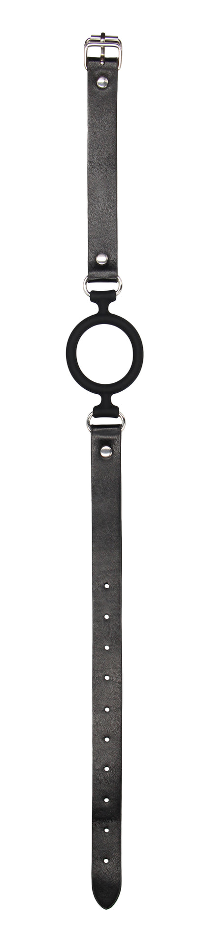 Silicone Ring Gag With Adjustable Bonded Leather  Staps - Black OU-OU679BLK