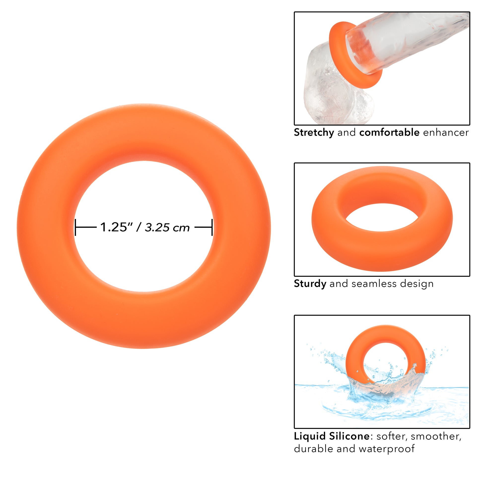 Alpha Liquid Silicone Prolong Large Ring - Orange SE1491552