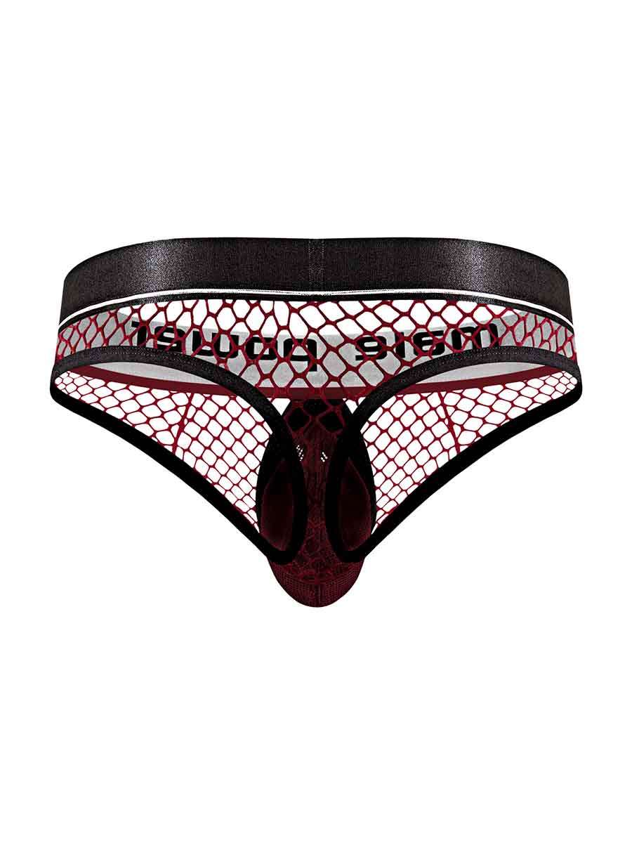 Cock Pit Net Cock Ring Thong - S/ M - Burgundy MP-410260BNSM