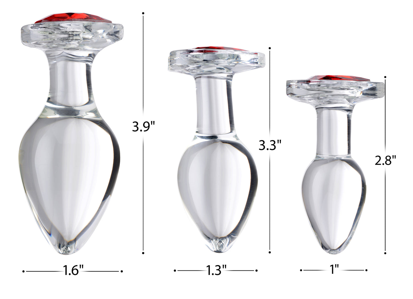 Red Heart Gem Glass Anal Plug Set BTYS-AG433