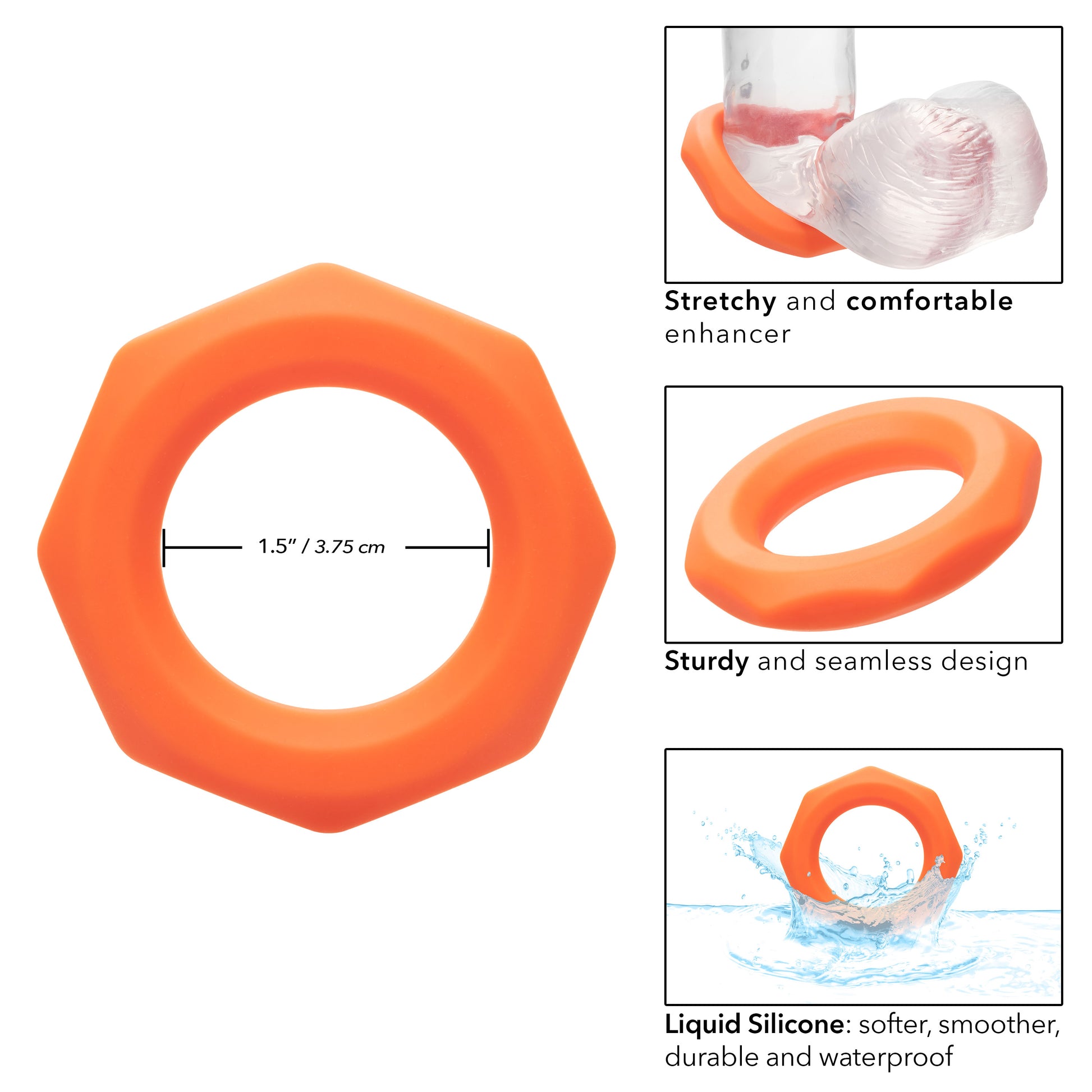 Alpha Liquid Silicone Sexagon Ring - Orange SE1492052