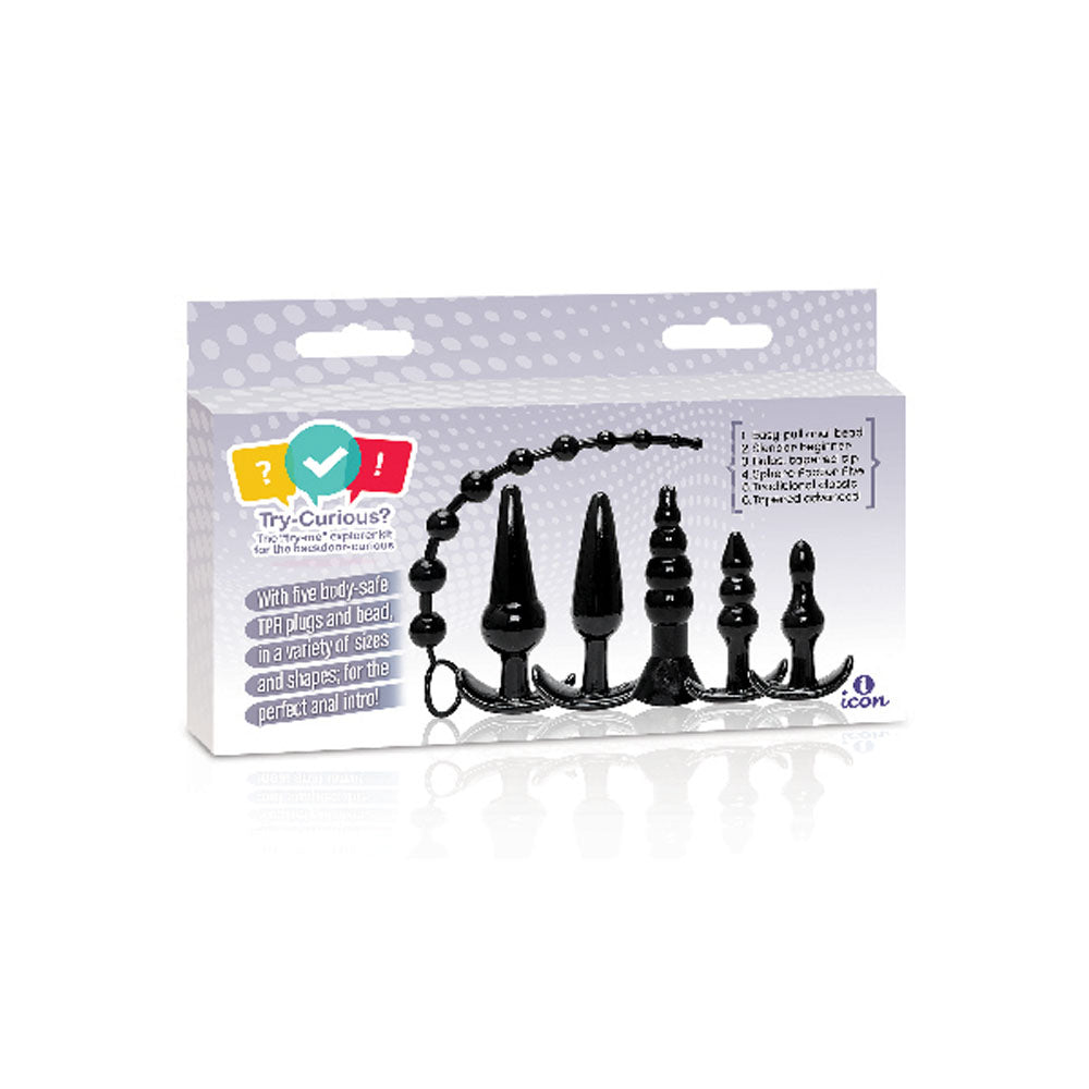 The 9's Try-Curious Anal Plug Kit - Black ICB8013-2