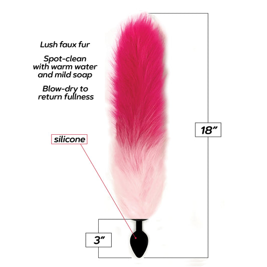 Foxy Fox Tail Silicone Butt Plug - Pink Gradient IC1400