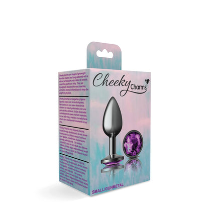 Cheeky Charms-Gunmetal Metal Butt Plug- Round-Deep Purple-Small VB-CC9123