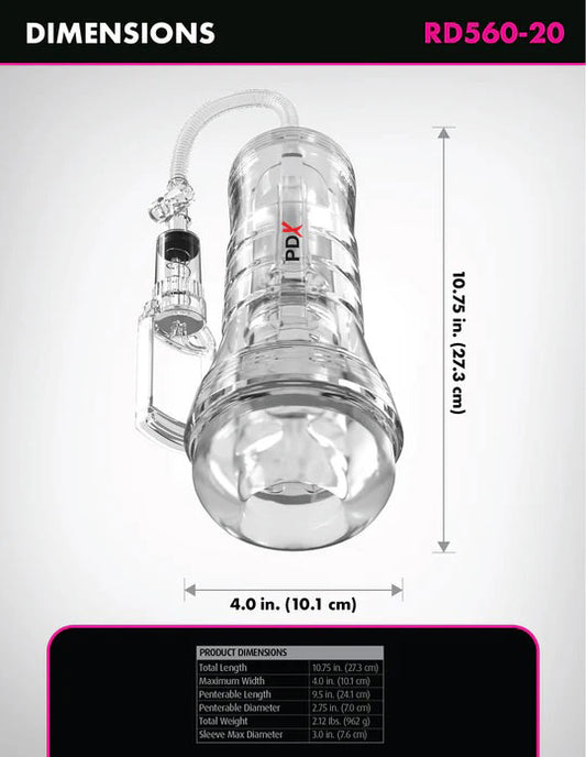 Pdx Elite Viewtube Vac XXL Pump See-Thru Ez-Grip Pump Stroker - Clear