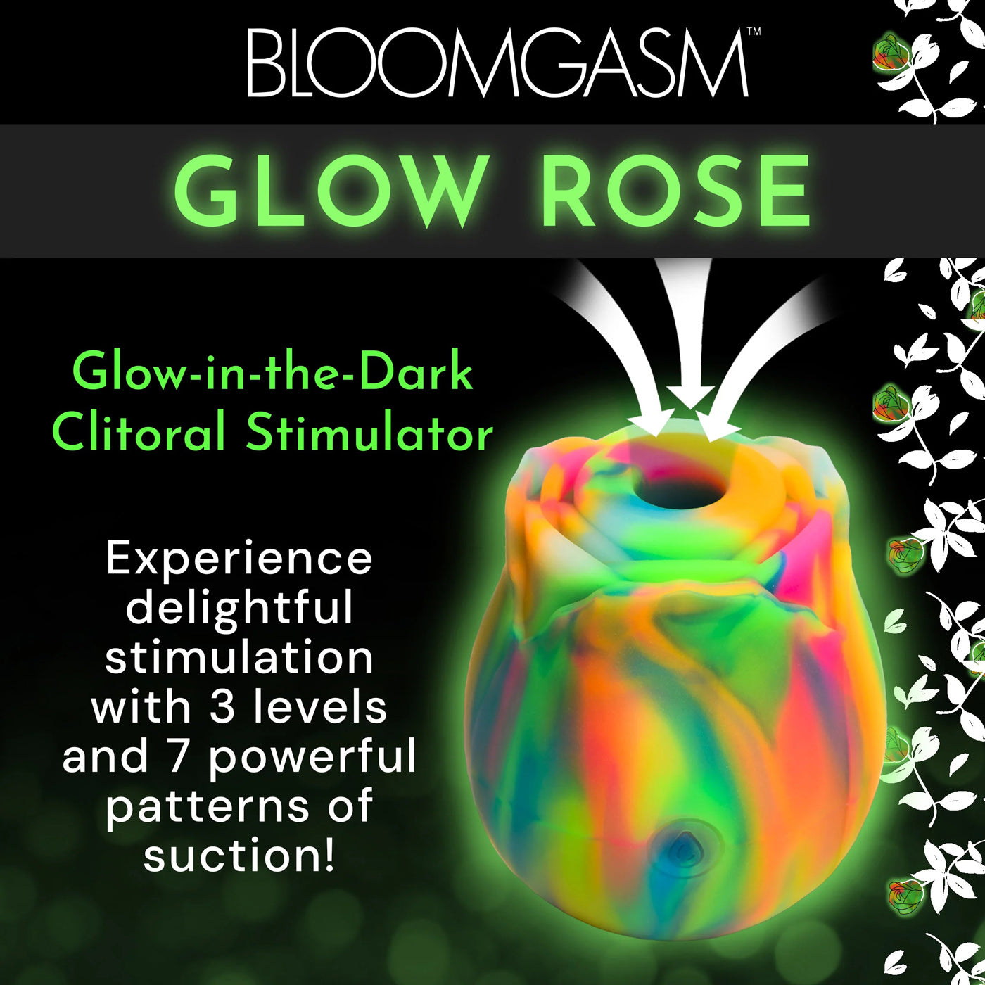 Glow Rose Glow-in-the-Dark Rose Clit Stimulator - Rainbow INM-AH435