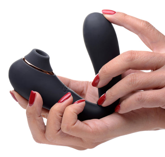 Shegasm Pose 7x Bendable Suction Silicone Vibrator - Black INM-AG618