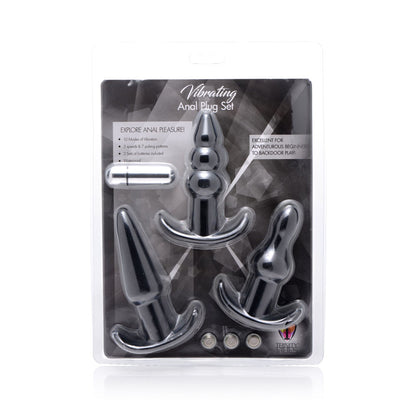 4 Piece Vibrating Anal Plug Set - Black TV-AF832BLK