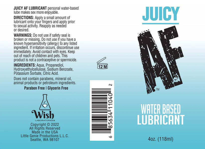 Juicy Af Water Based Lubricant 4 Oz