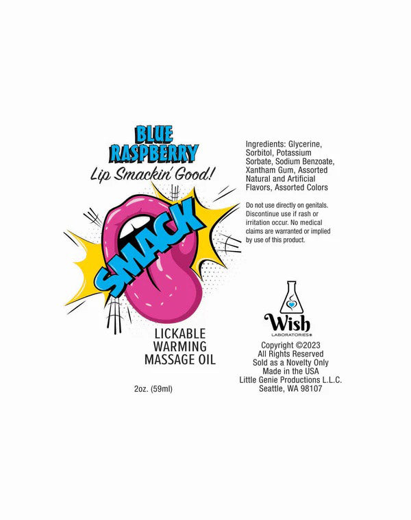 Smack Lickable Massage Oil, 3ml Pouch Display 36pc - Blue Raspberry