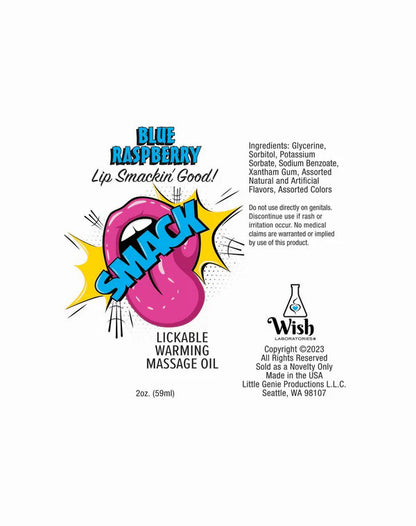 Smack Lickable Massage Oil, 3ml Pouch Display 36pc - Blue Raspberry