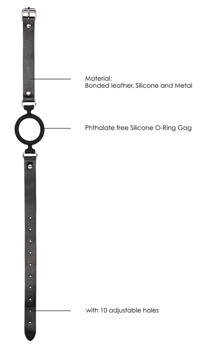 Silicone Ring Gag With Adjustable Bonded Leather  Staps - Black OU-OU679BLK