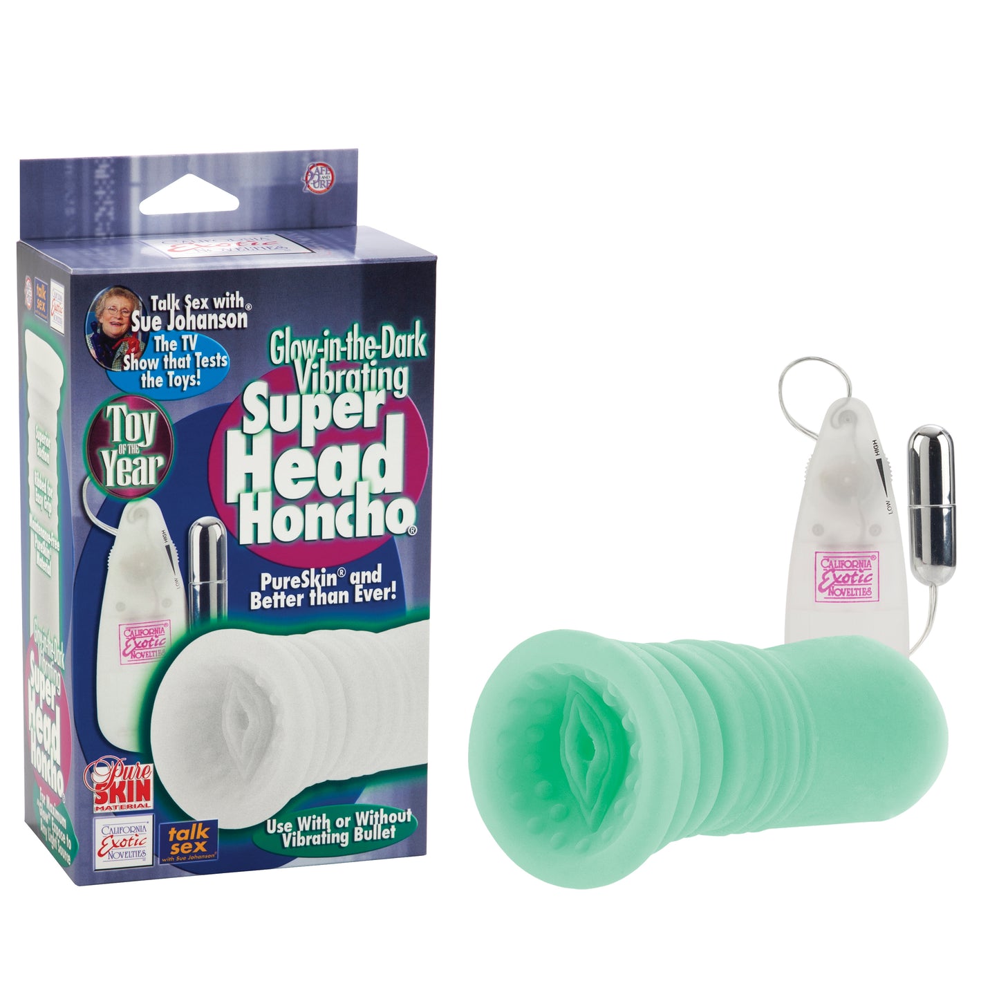 Sue Johanson Glow-in-the-Dark Vibrating Super Head Honcho - White SE9574103