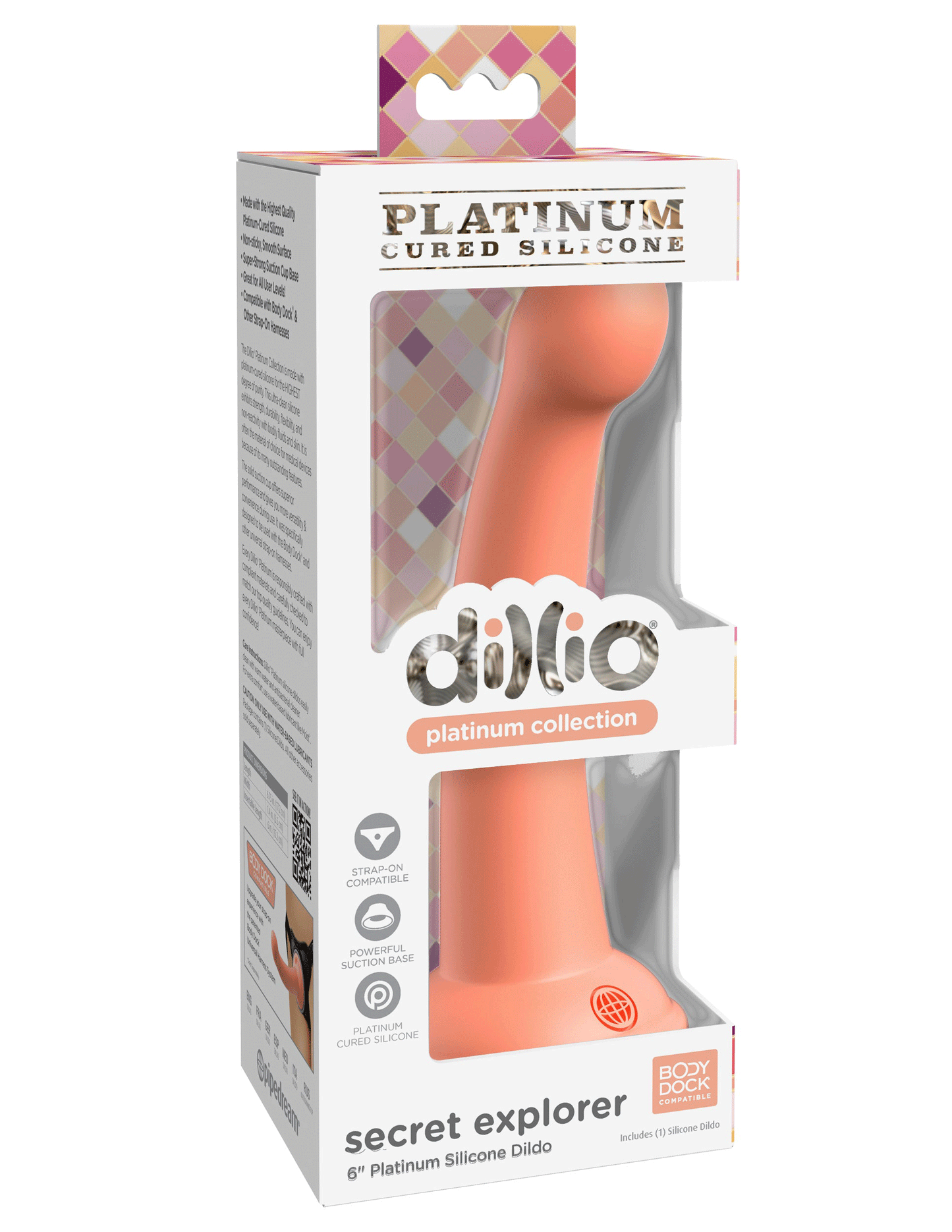 Dillio Platinum - Secret Explorer 6 Inch Dildo -  Peach PD5384-43