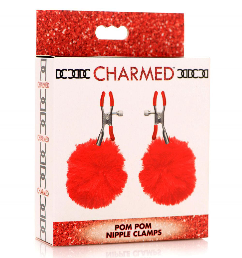 Pom Pom Nipple Clamps - Red CH-AG866-RED