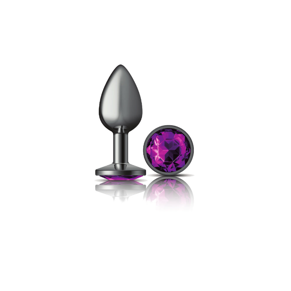 Cheeky Charms-Gunmetal Metal Butt Plug- Round-Deep Purple-Small VB-CC9123