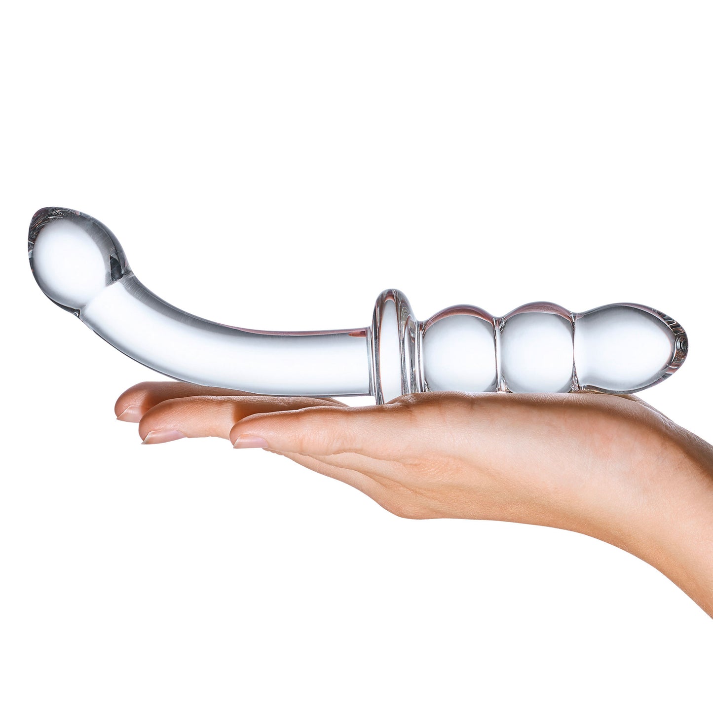 8 Inch Ribbed G-Spot Glass Dildo - Clear GLAS-152