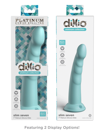 Dillio Platinum - Slim Seven 7 Inch Dildo - Teal PD5387-14