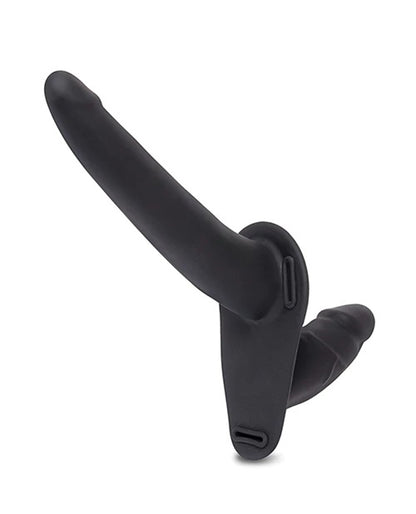 Silicone Strap on Harness Dildo With Internal  Penetration - Black EL-LF1810