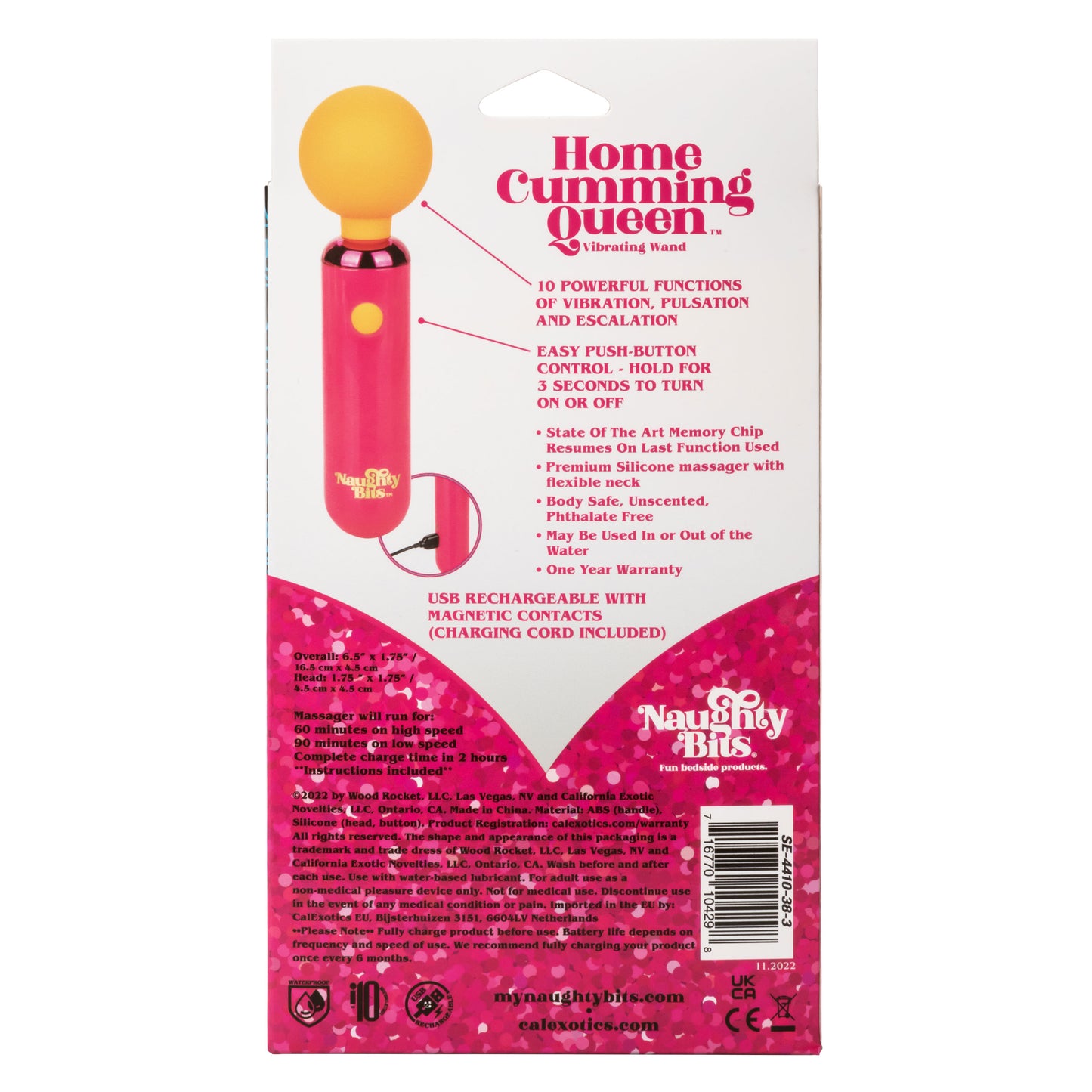 Naughty Bits Home Cumming Queen Vibrating Wand -  Orange/pink SE4410383