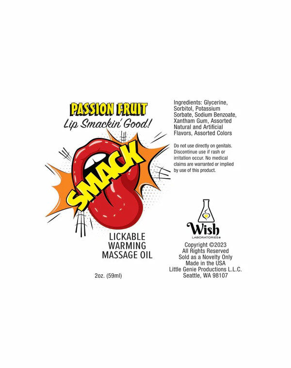 Smack Lickable Massage Oil, 3ml Pouch Display 36pc - Passion Fruit