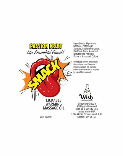 Smack Lickable Massage Oil, 3ml Pouch Display 36pc - Passion Fruit