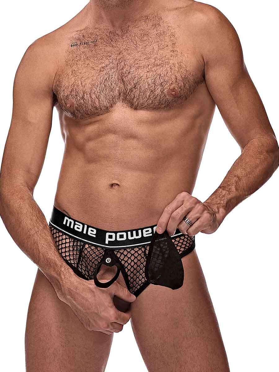 Cock Pit Net Cock Ring Thong - L/ XL - Black MP-410260BKLX