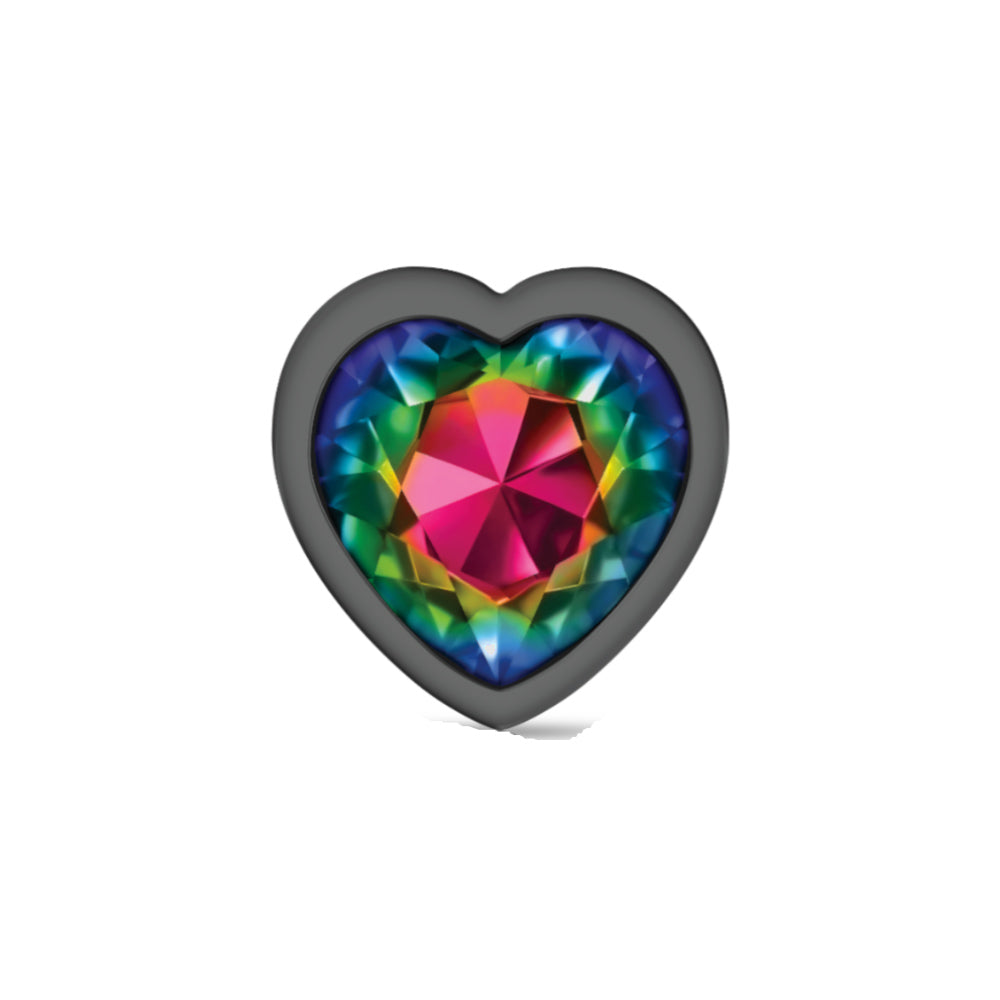 Cheeky Charms-Gunmetal Metal Butt Plug- Heart-Rainbow-Large VB-CC9134