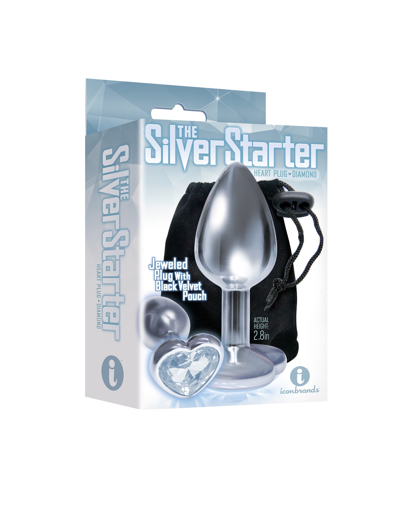 The 9's the Silver Starter Heart Bejeweled Stainless Steel Plug - Diamond ICB2611-2