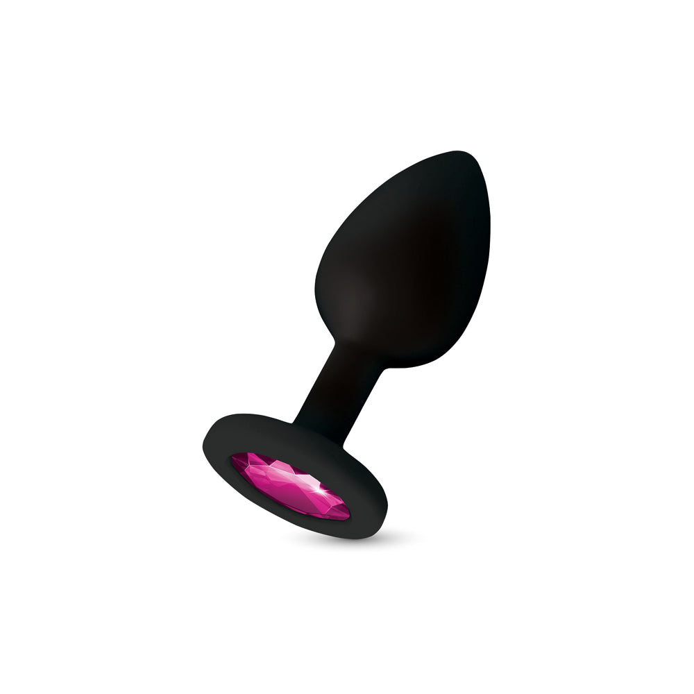 Gemma Pink Gem Black Silicone Plug - Medium