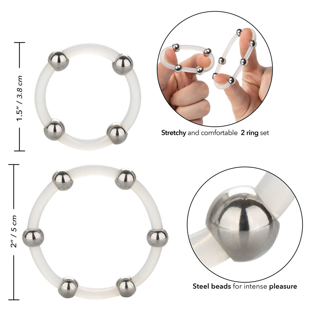 Steel Beaded Silicone Ring Set SE1437302