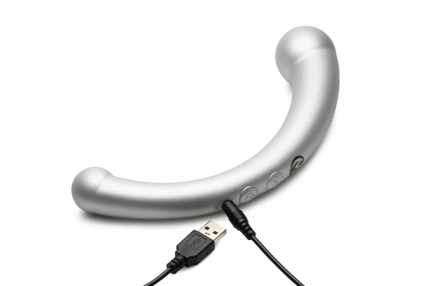 10x Vibra-Crescent Silicone Dual Ended Dildo -  Silver MS-AH112-SIL