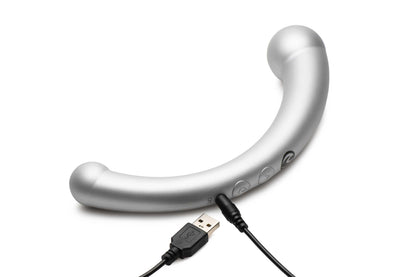 10x Vibra-Crescent Silicone Dual Ended Dildo -  Silver MS-AH112-SIL